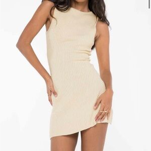 Princess Polly Sleeveless Knit Cream Ribbed Mini Dress